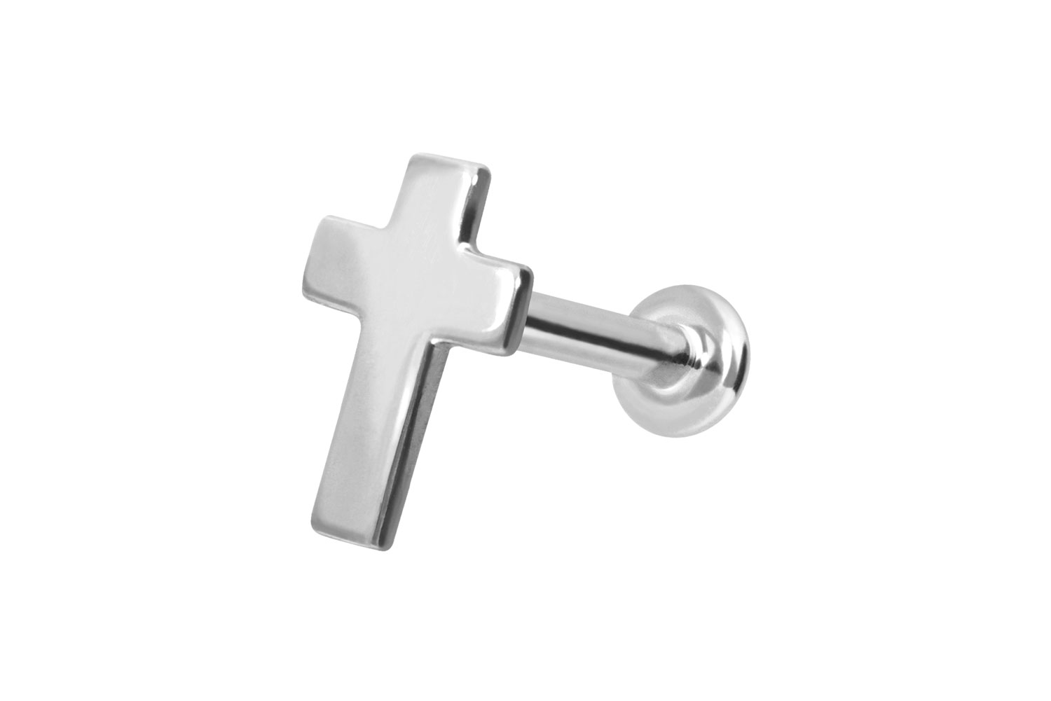 14 Karat Gold Labret Piercing mit Push Fit KREUZ